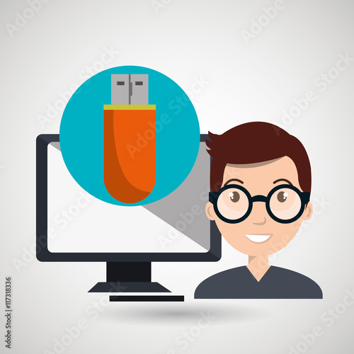 man computer wifi usb