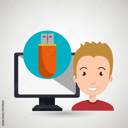 man computer wifi usb