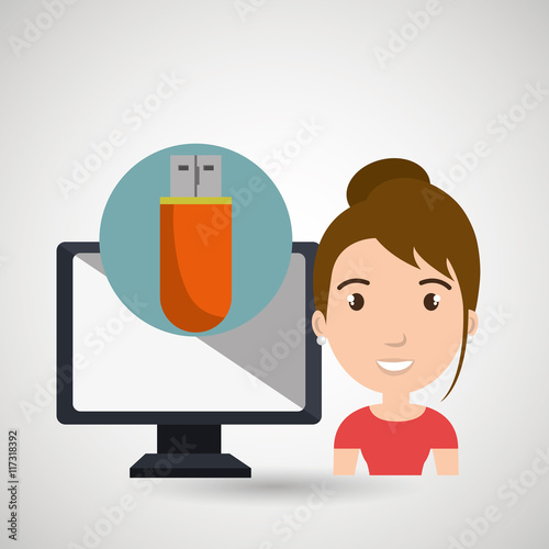 woman computer wifi usb