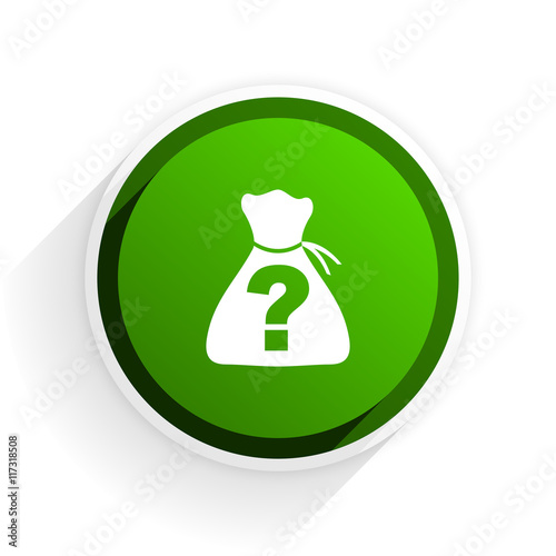 riddle flat icon with shadow on white background, green modern design web element