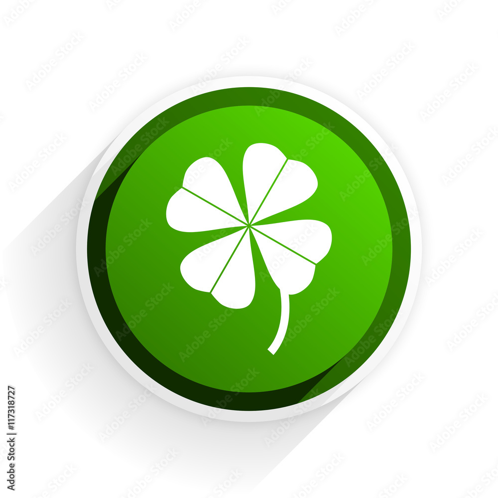 four-leaf clover flat icon with shadow on white background, green modern design web element four-leaf clover flat icon with shadow on white background, green modern design web element
