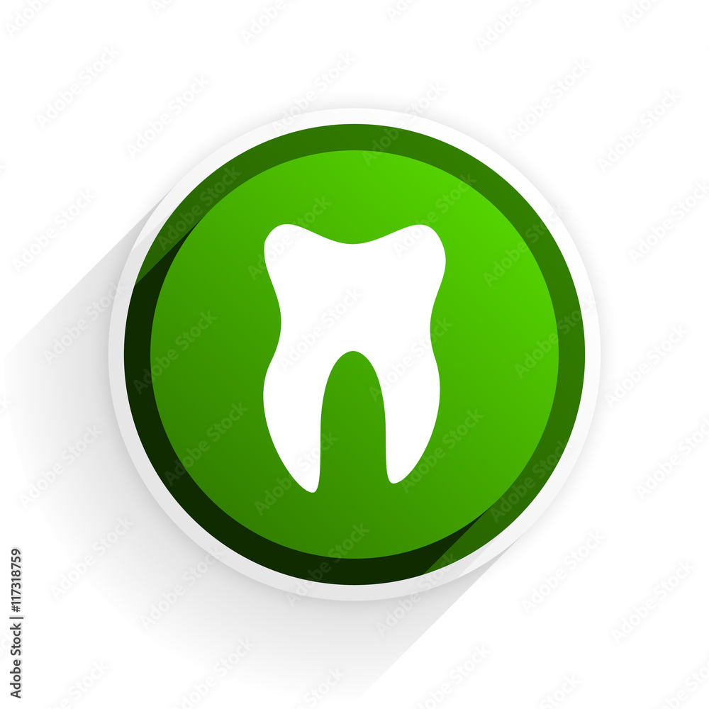tooth flat icon with shadow on white background, green modern design web element tooth flat icon with shadow on white background, green modern design web element