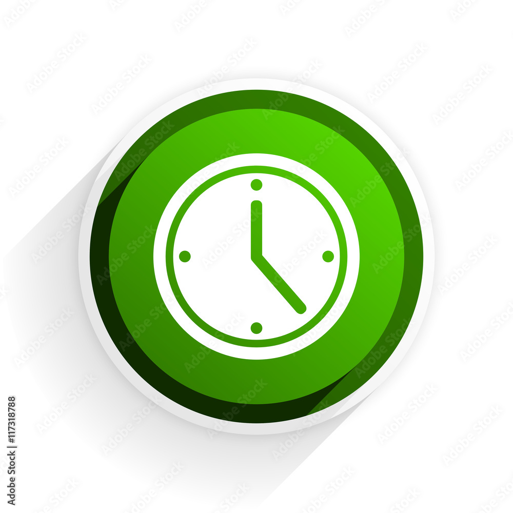 time flat icon with shadow on white background, green modern design web element time flat icon with shadow on white background, green modern design web element
