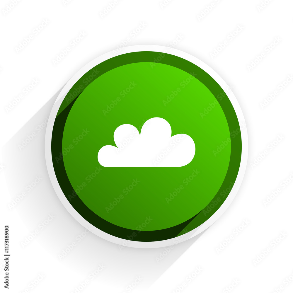 cloud flat icon with shadow on white background, green modern design web element cloud flat icon with shadow on white background, green modern design web element