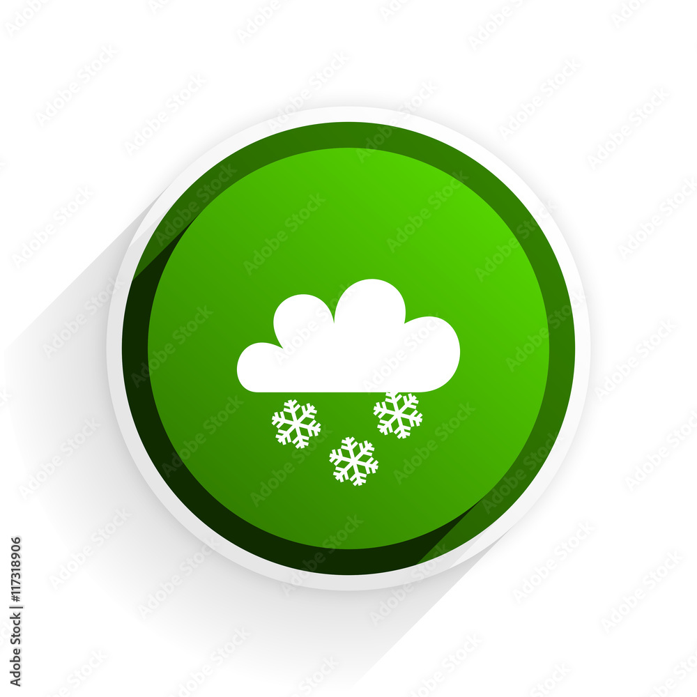 snowing flat icon with shadow on white background, green modern design web element snowing flat icon with shadow on white background, green modern design web element