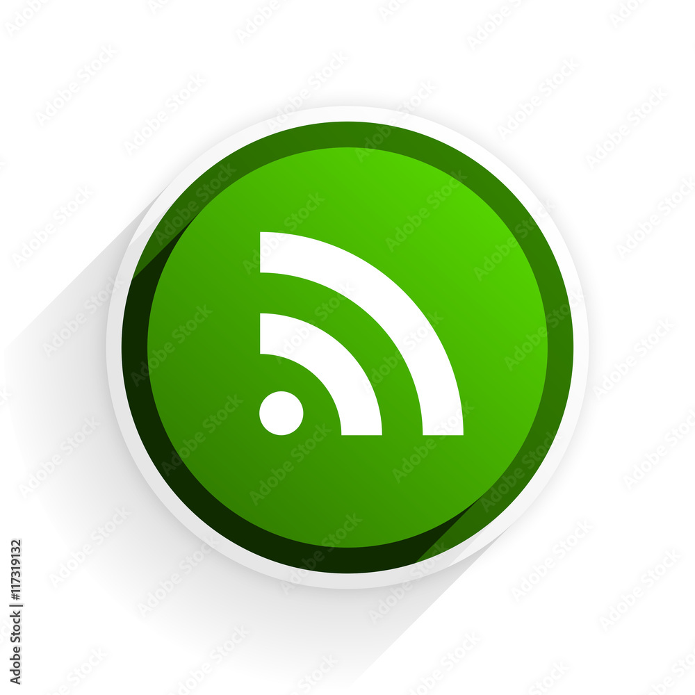 rss flat icon with shadow on white background, green modern design web element rss flat icon with shadow on white background, green modern design web element