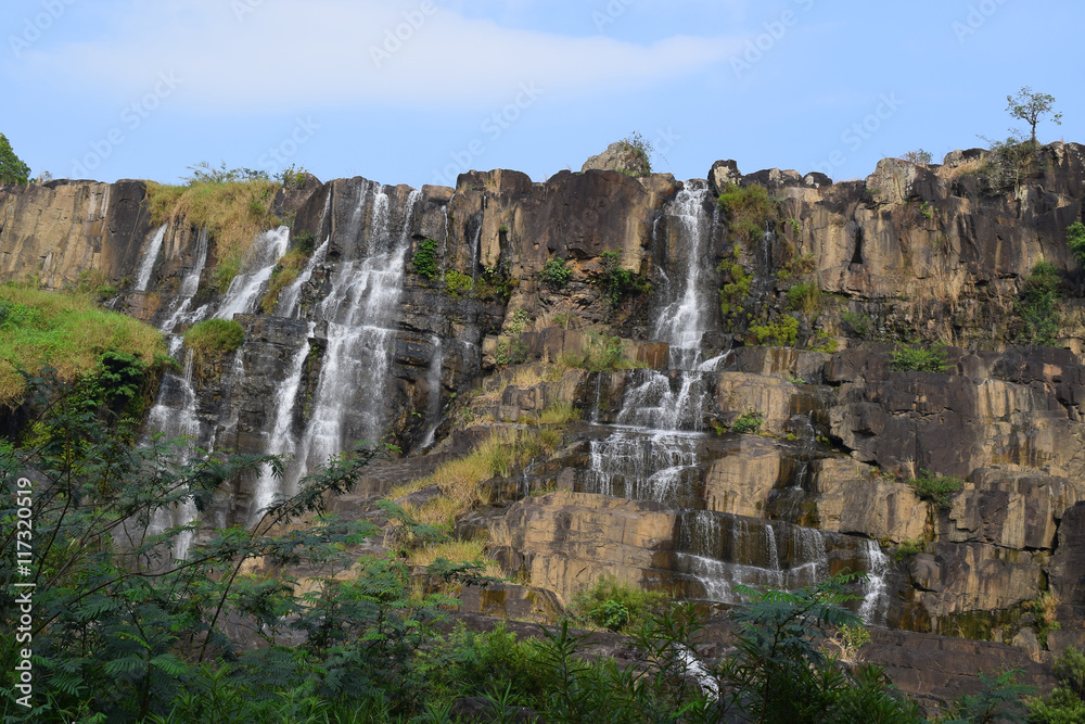 tropical cascading Pongour waterfall near dalat, vietnam