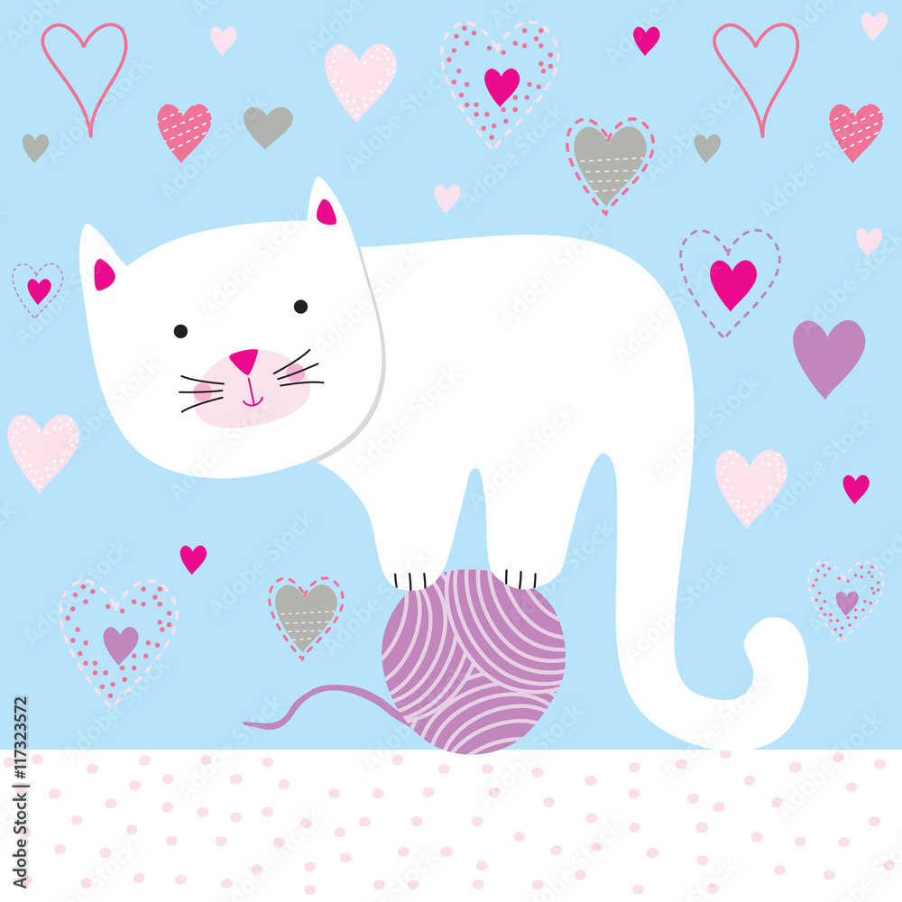 Cute cat who were playing spool of thread