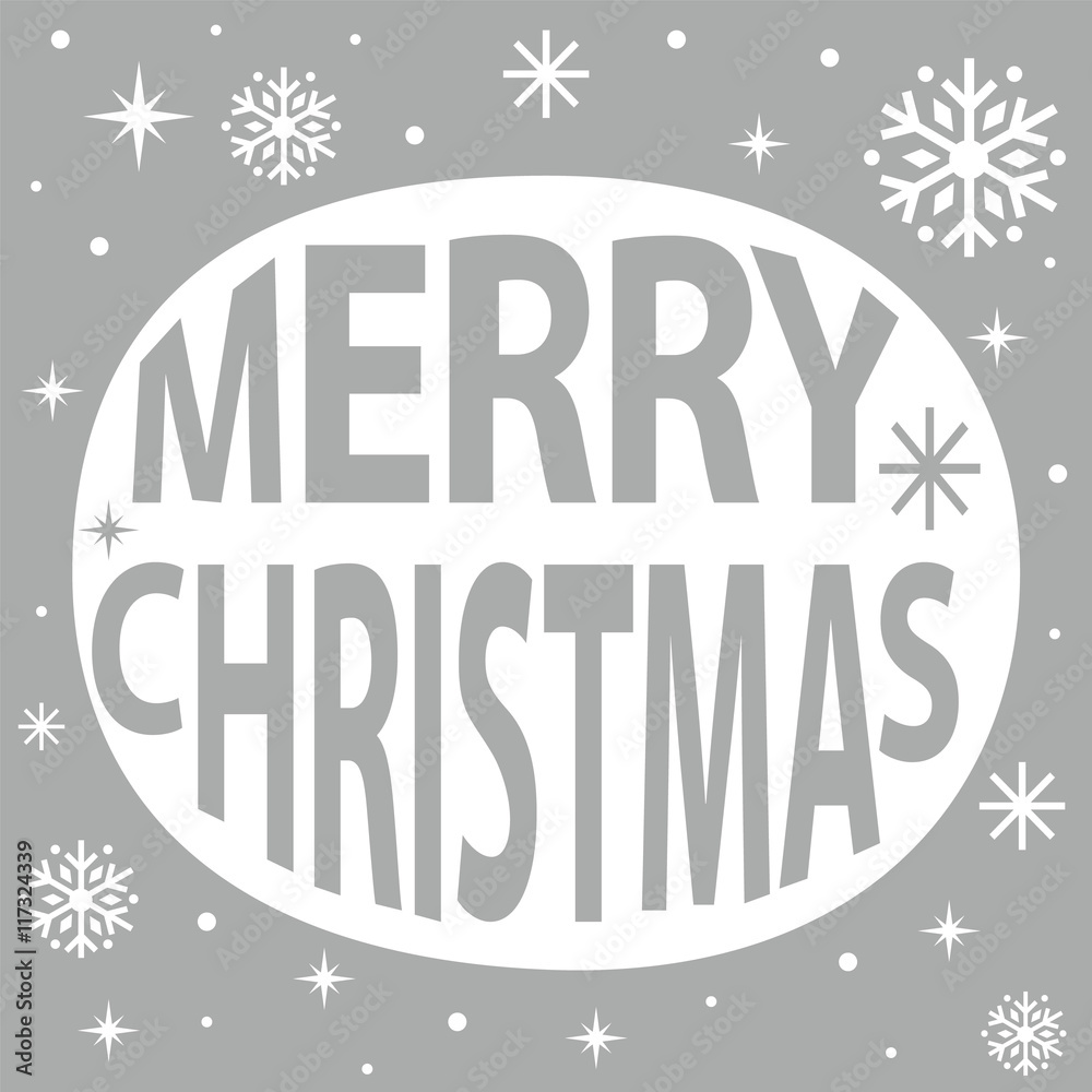 Merry christmas card with silver color
