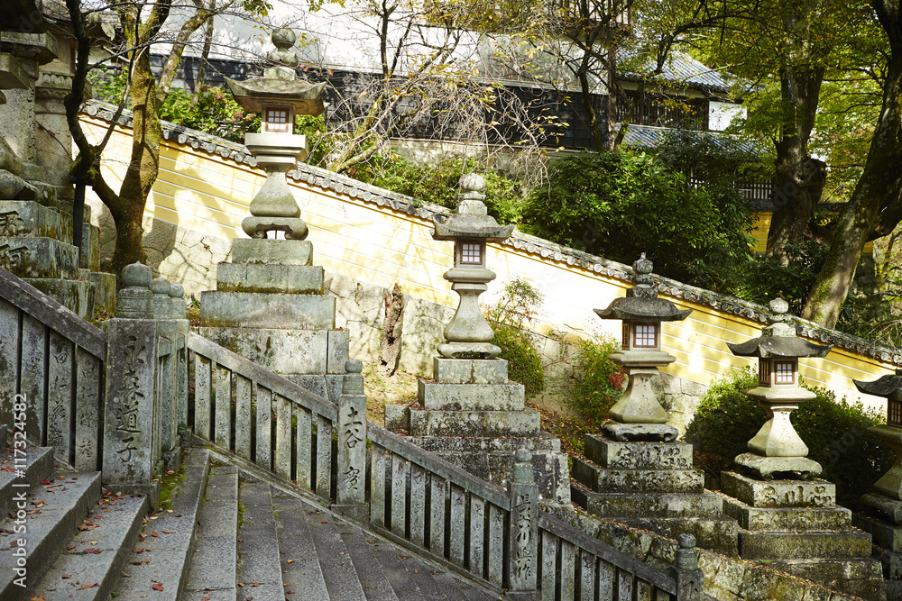 Fototapeta premium Stone steps to shrine in Japan