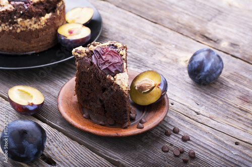 Piece of Chocolate Plum Cake