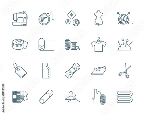 Sewing vector icons set modern line style