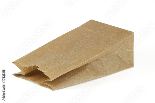 brown food bag isolated on white background