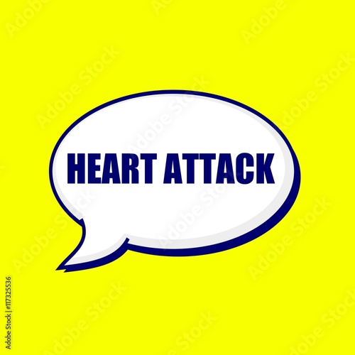 Heart Attack blue-black wording on Speech bubbles Background Yellow