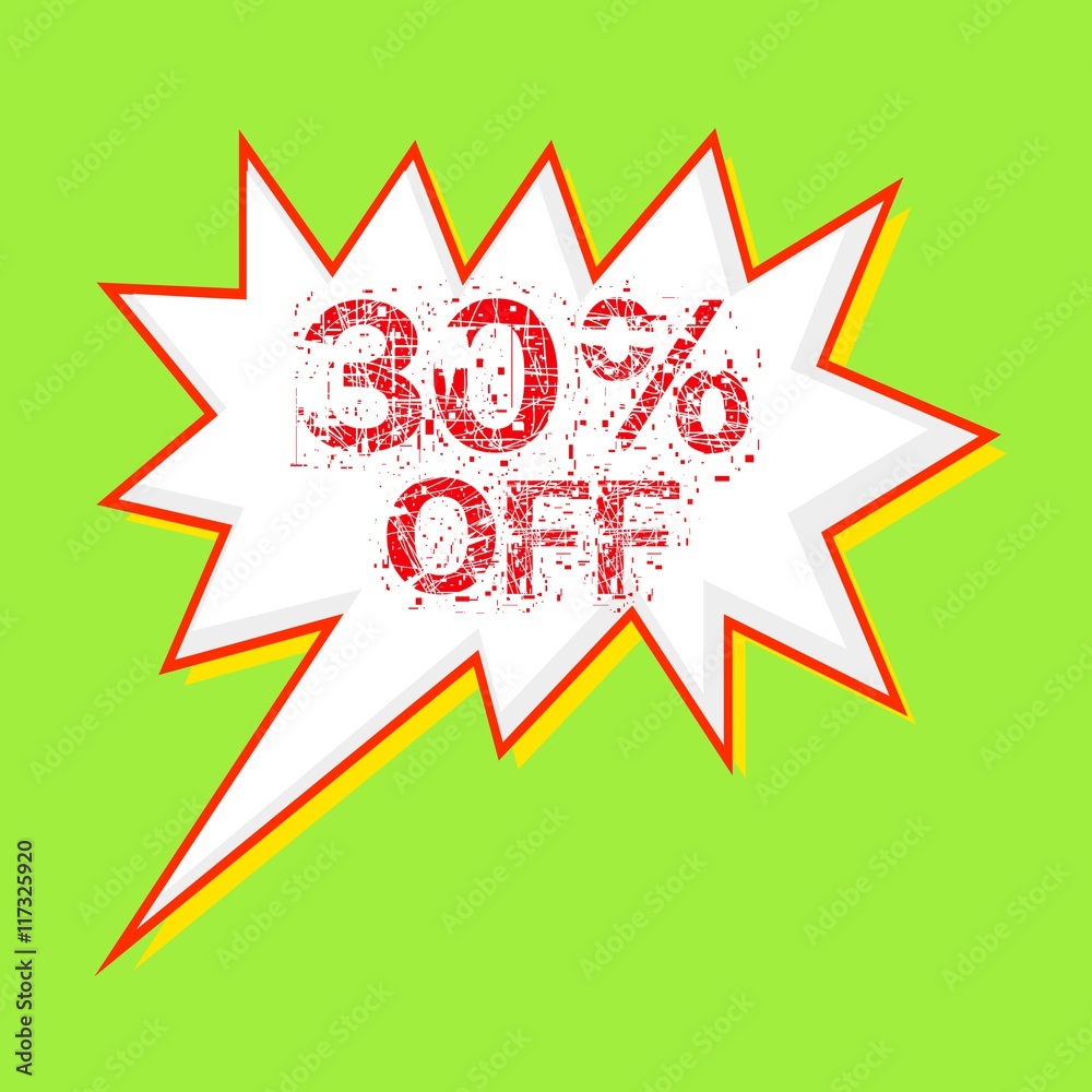 30% OFF red wording on Speech bubbles Background Green-yellow 30% OFF red wording on Speech bubbles Background Green-yellow
