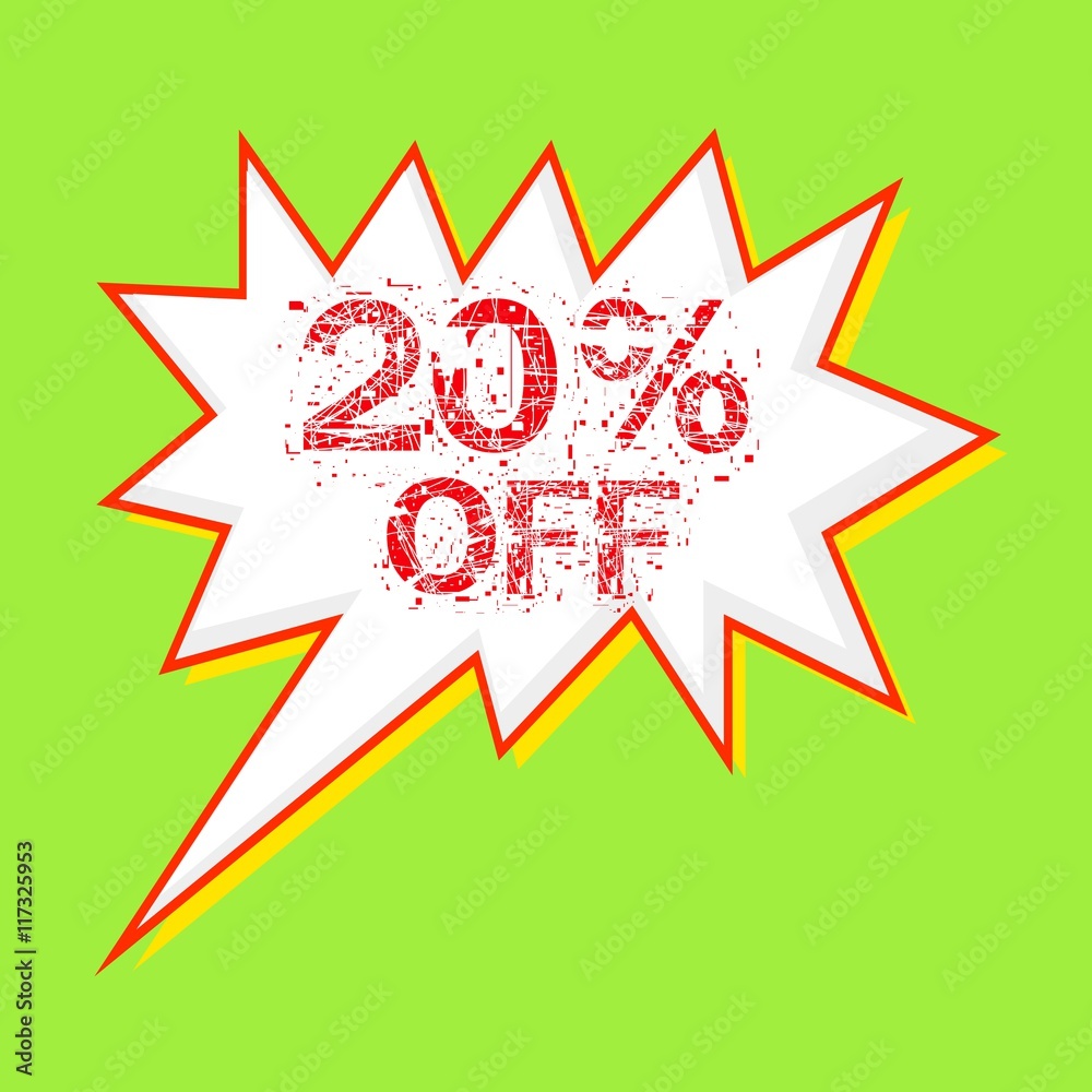 20% OFF red wording on Speech bubbles Background Green-yellow 20% OFF red wording on Speech bubbles Background Green-yellow