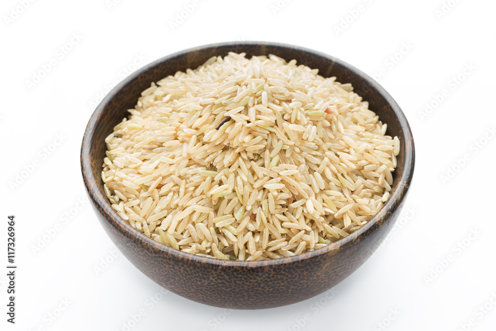 Whole grain organic brown rice in a bowl Whole grain organic brown rice in a bowl