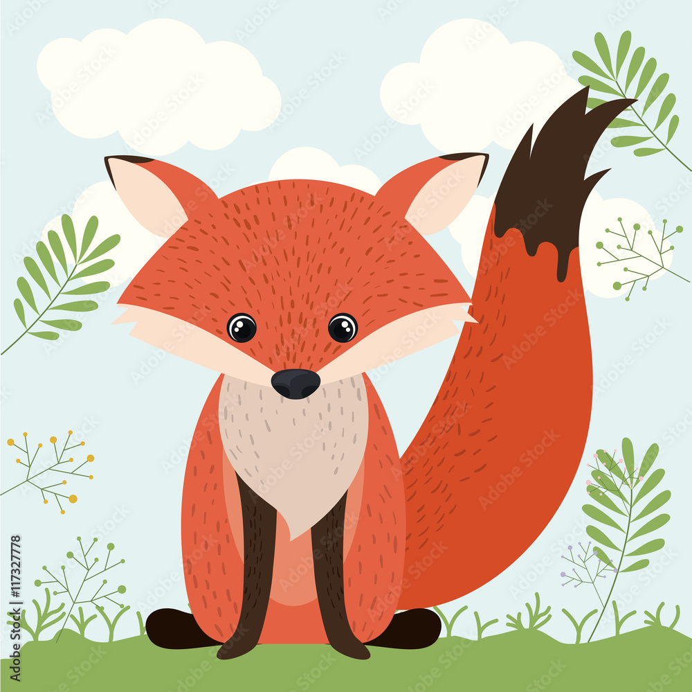 fox cute woodland icon vector isolated graphic Stock Vector | Adobe Stock