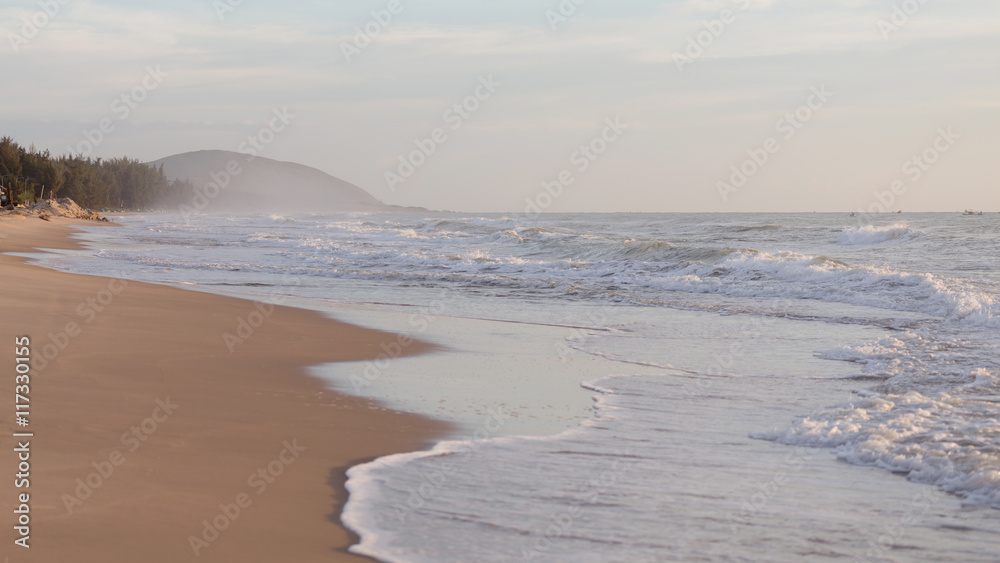 beautiful tropical beach with sand and sea, nature background