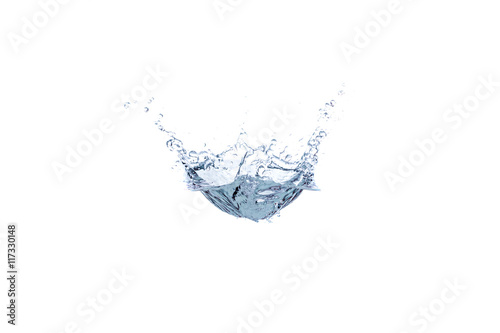 Ice Cube Dropping in Healthy Water. Splashes