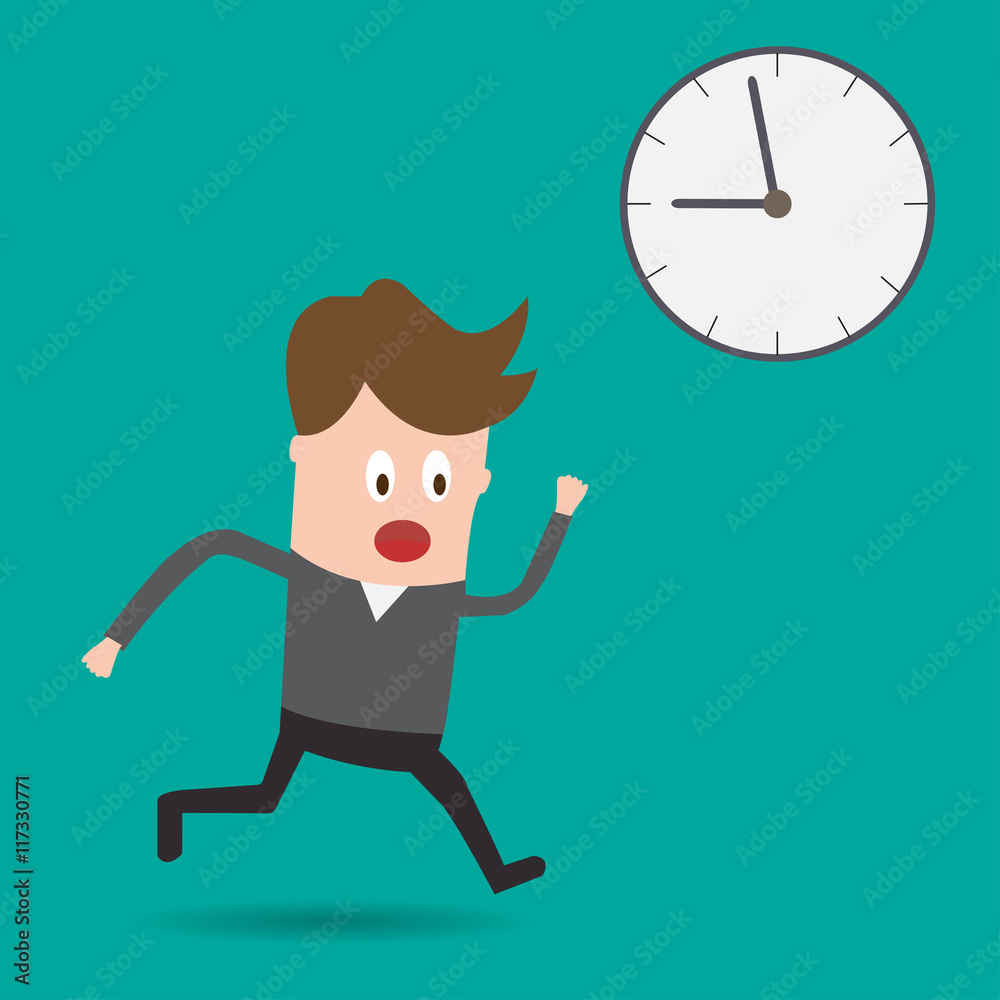 Obraz premium Running Late To School.A boy running because he late to go to school.