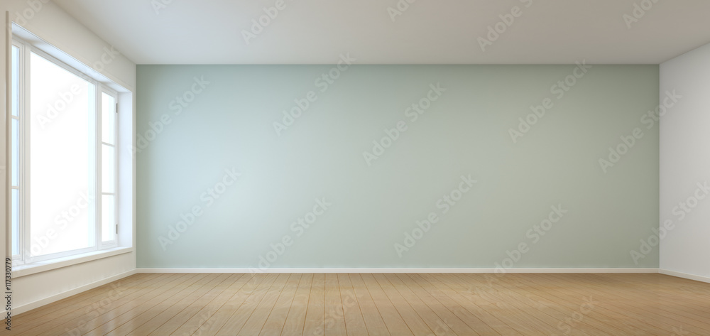 Empty room with window in modern house - 3D rendering Stock