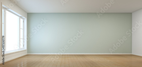 Empty room with window in modern house - 3D rendering photo
