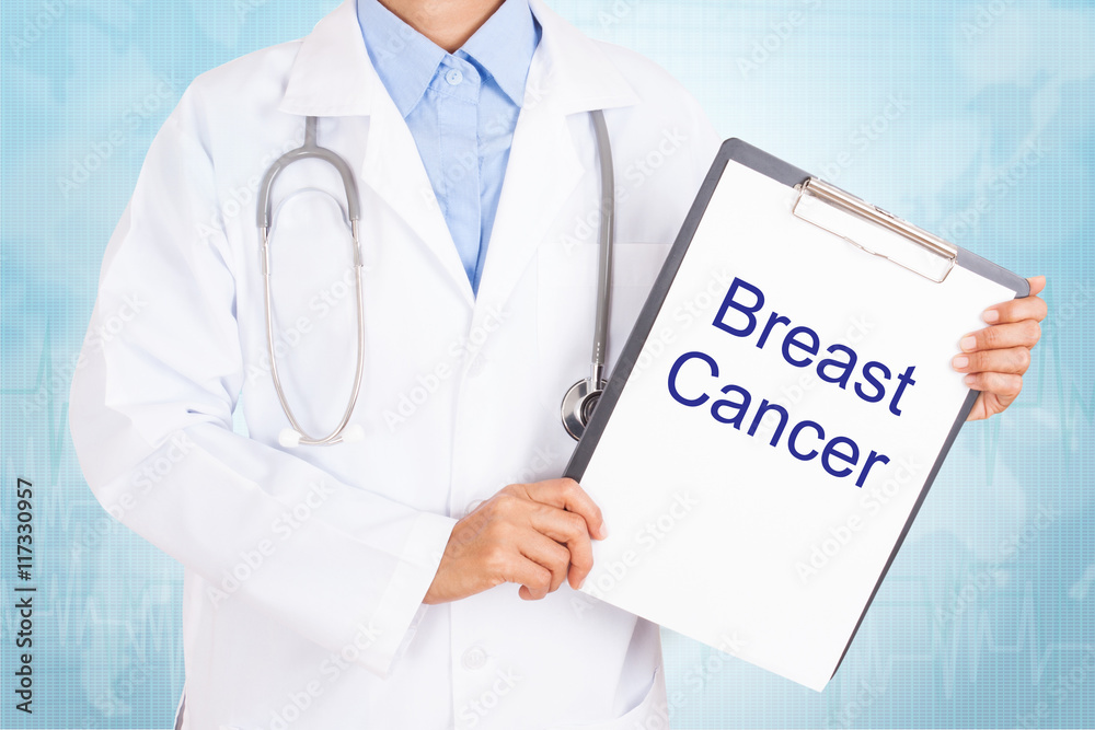 Doctor holding clipboard with breast cancer text on a sheet of paper. on white background
Doctor holding clipboard with breast cancer text on a sheet of paper. on white background