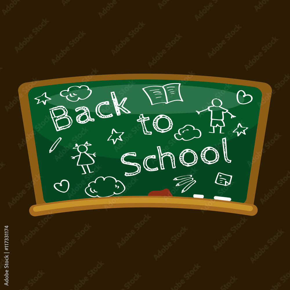 Fototapeta premium Back to school background, blackboard for back to school concept banner or card vector illustration.