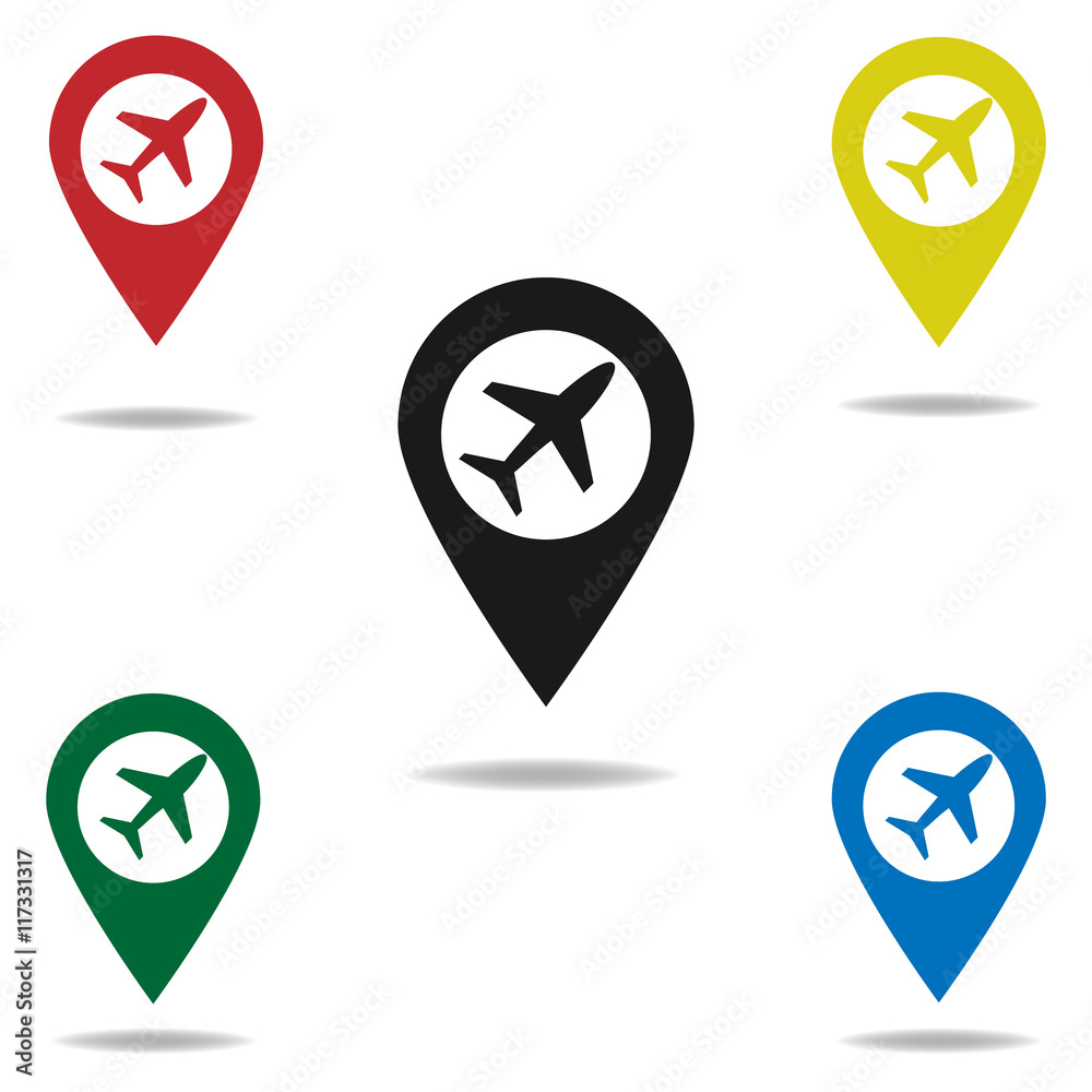 Map pointer with air plane icon
Map pointer with air plane icon