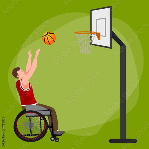 Disabled people On Wheelchair Play basketball for handicapped, disability sport