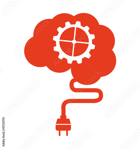 brain human wire cable plug icon