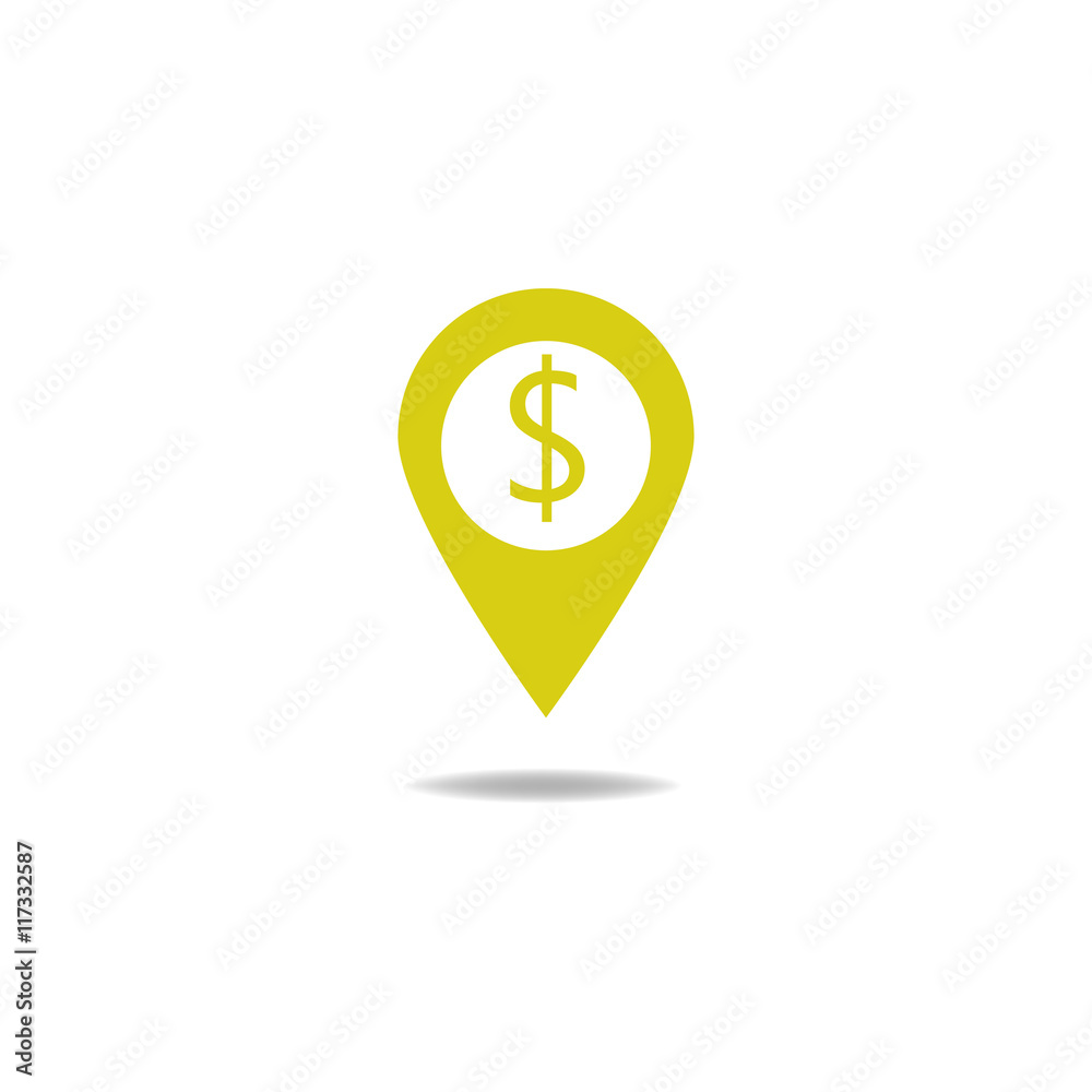 Map pointer with dollar sign icon Map pointer with dollar sign icon
