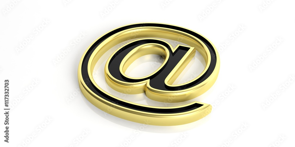 Golden email symbol on white background. 3d illustration Golden email symbol on white background. 3d illustration