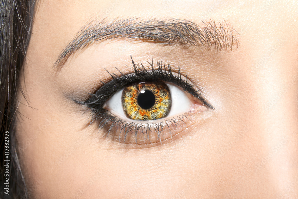 Obraz premium Beautiful insightful look brown woman's eye