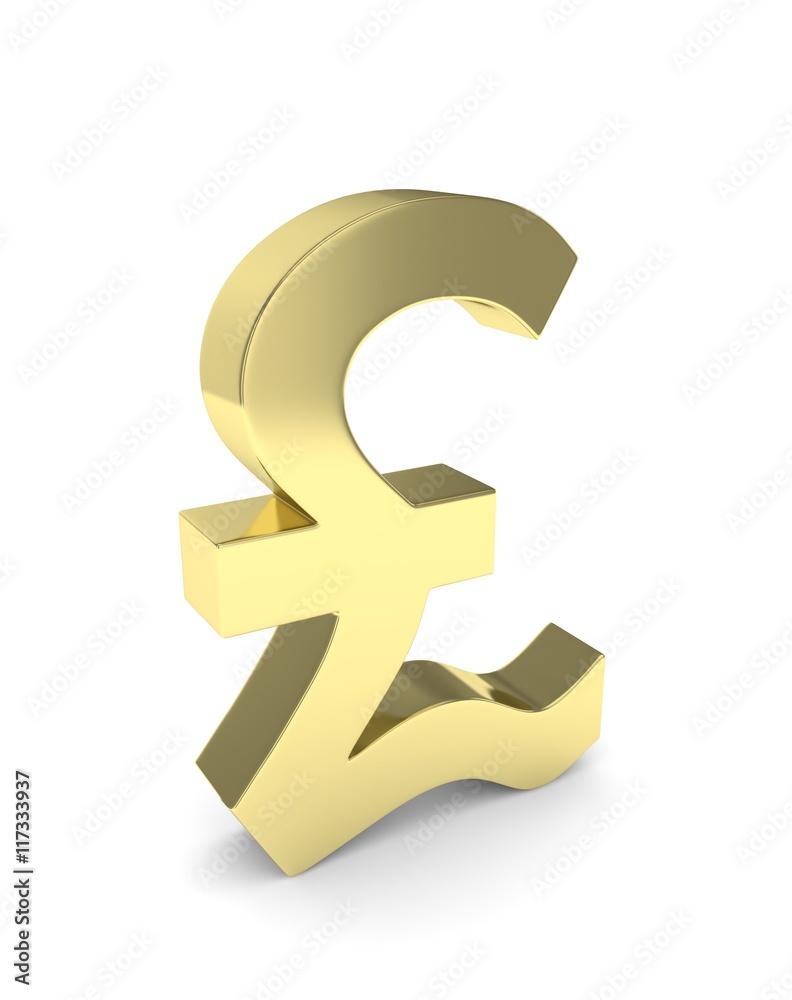 Isolated golden pound sign on white background. British currency. Concept of investment, european market, savings. Power, luxury and wealth. Great Britain, Nothern Ireland. 3D rendering. Isolated golden pound sign on white background. British currency. Concept of investment, european market, savings. Power, luxury and wealth. Great Britain, Nothern Ireland. 3D rendering.