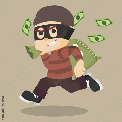 thief running carrying bag of money © funway5400