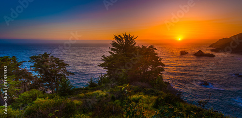 Sunset Landscape California Big Sur