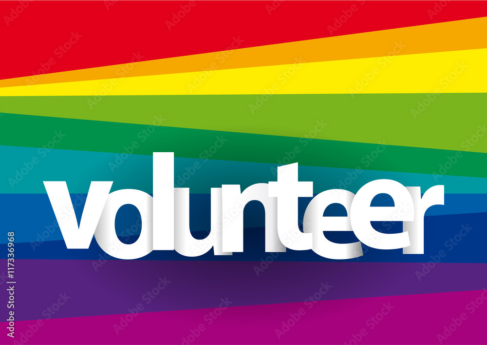 Fototapeta premium Volunteer text on rainbow background