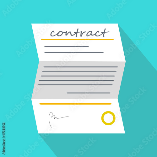 Contract vector icon in a flat style