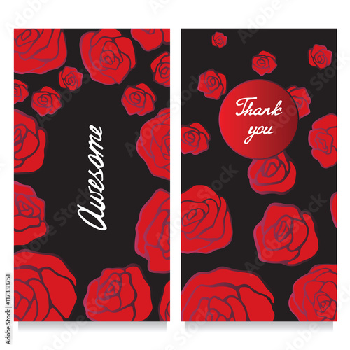 Stock vector template with rose,oriental design for card, banner