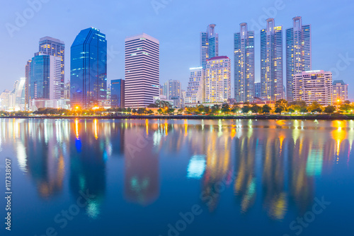 Bangkok skyline business district.