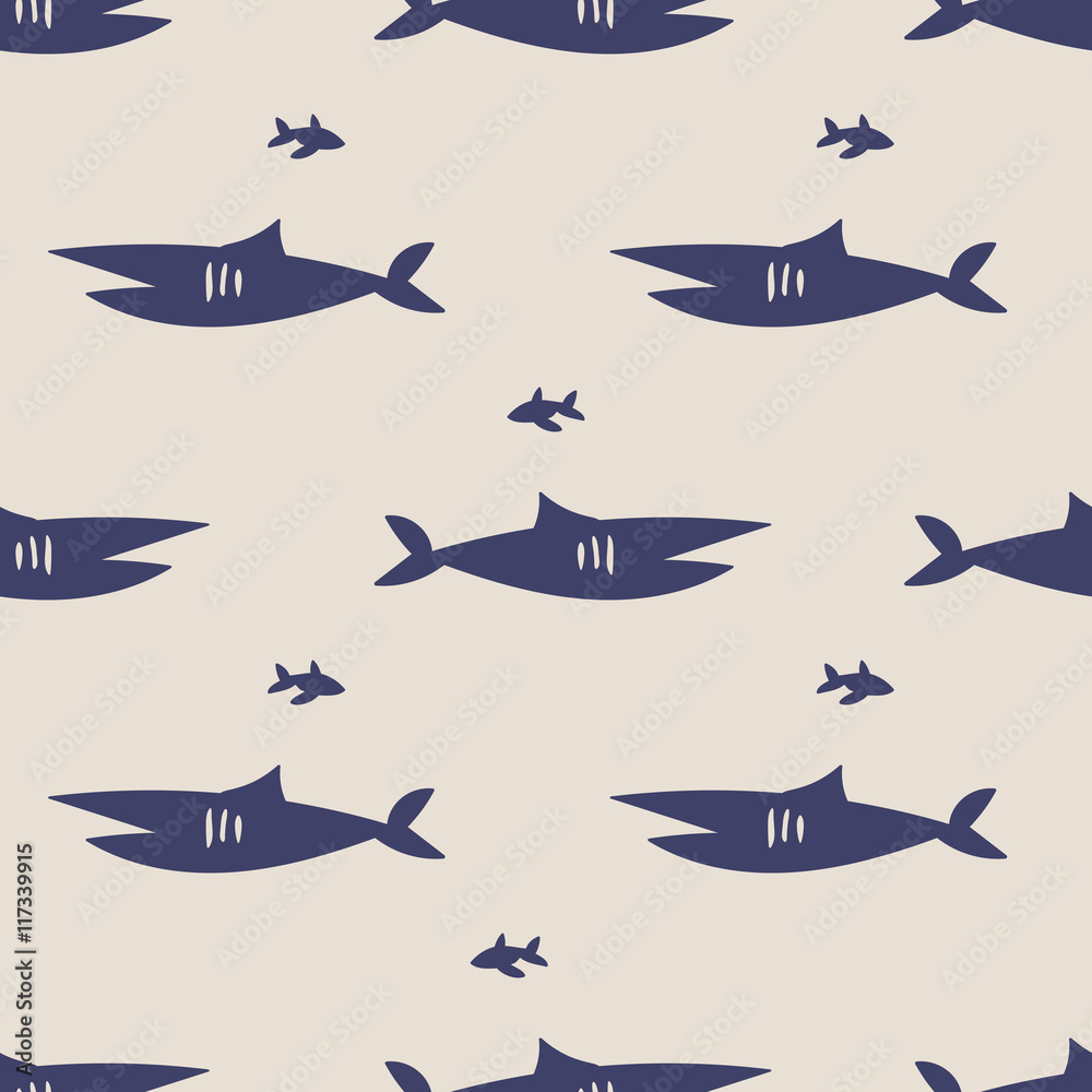 Naklejka premium seamless shark pattern