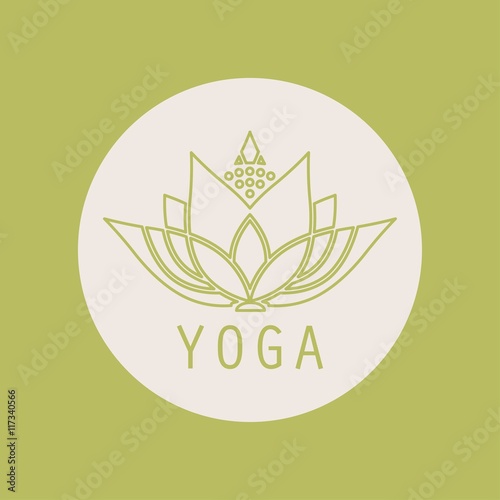 emblem yoga icon round lotus flower design