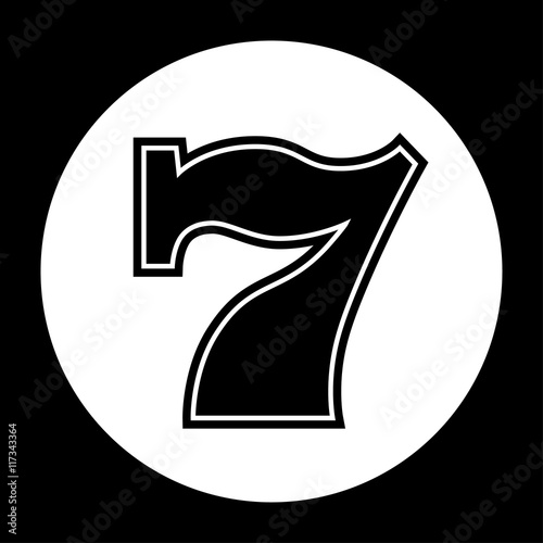 Slot machine seven icon black and white vector illustration