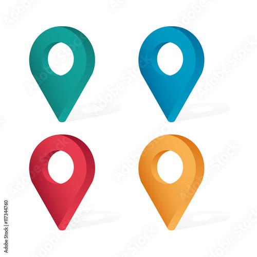 Set color maping pin location 3d vector icons