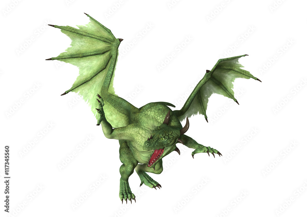 Fototapeta premium 3D Rendering Fantasy Dragon on White