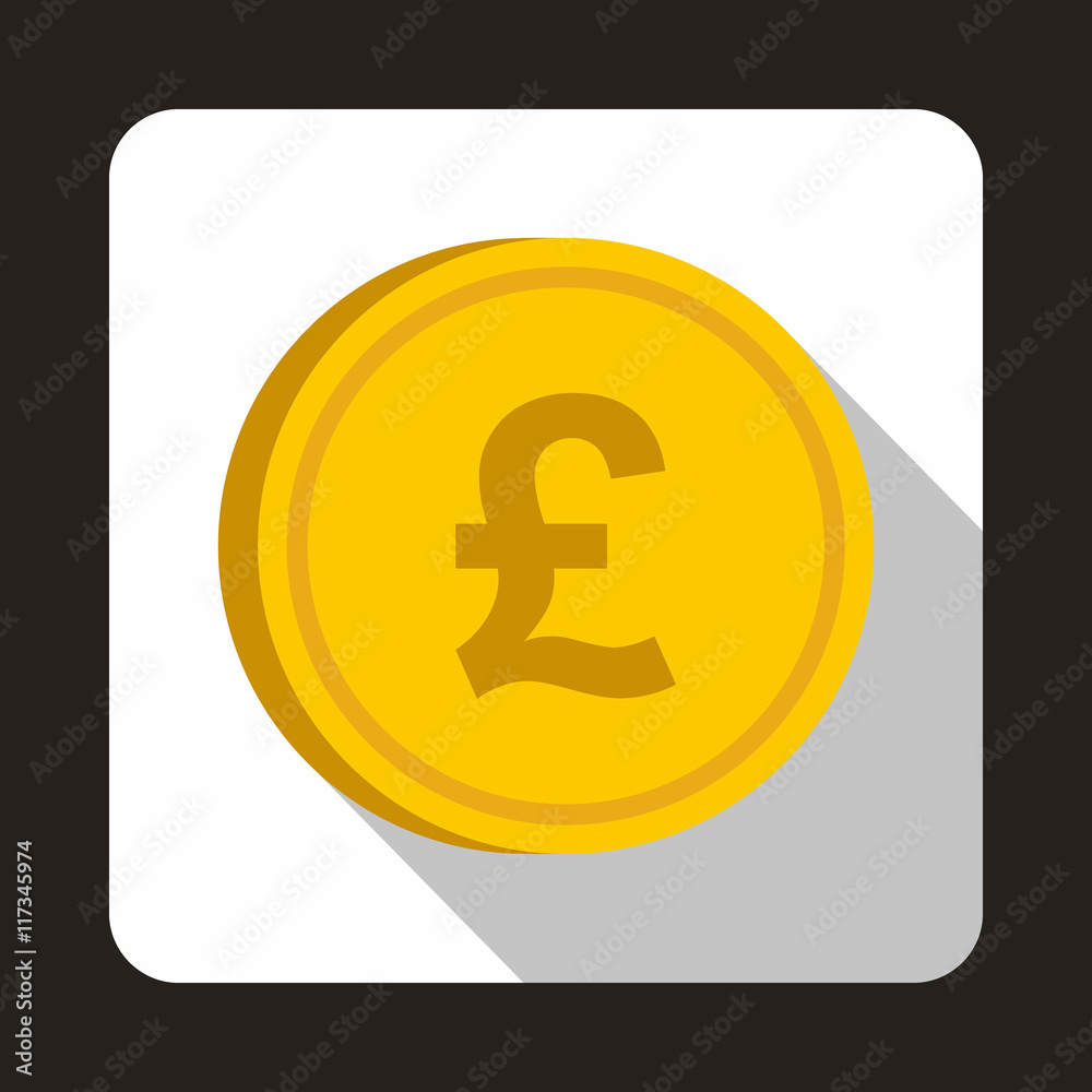 Coin pound sterling icon in flat style with long shadow. Monetary currency symbol Coin pound sterling icon in flat style with long shadow. Monetary currency symbol