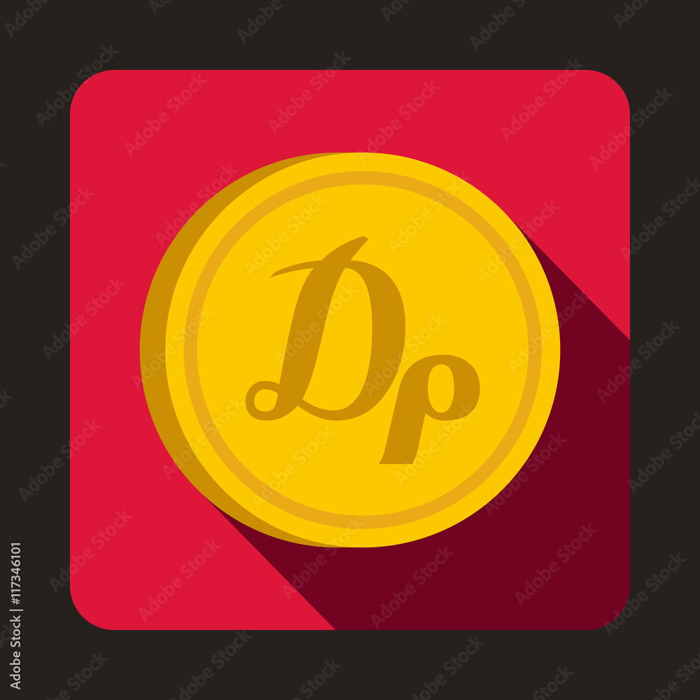 Obraz premium Coin drachma icon in flat style with long shadow. Monetary currency symbol