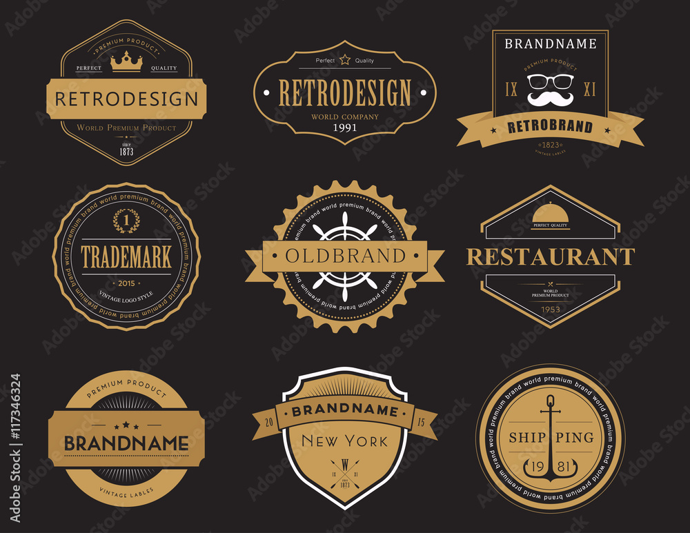 Set of classic company retro badges or banners
